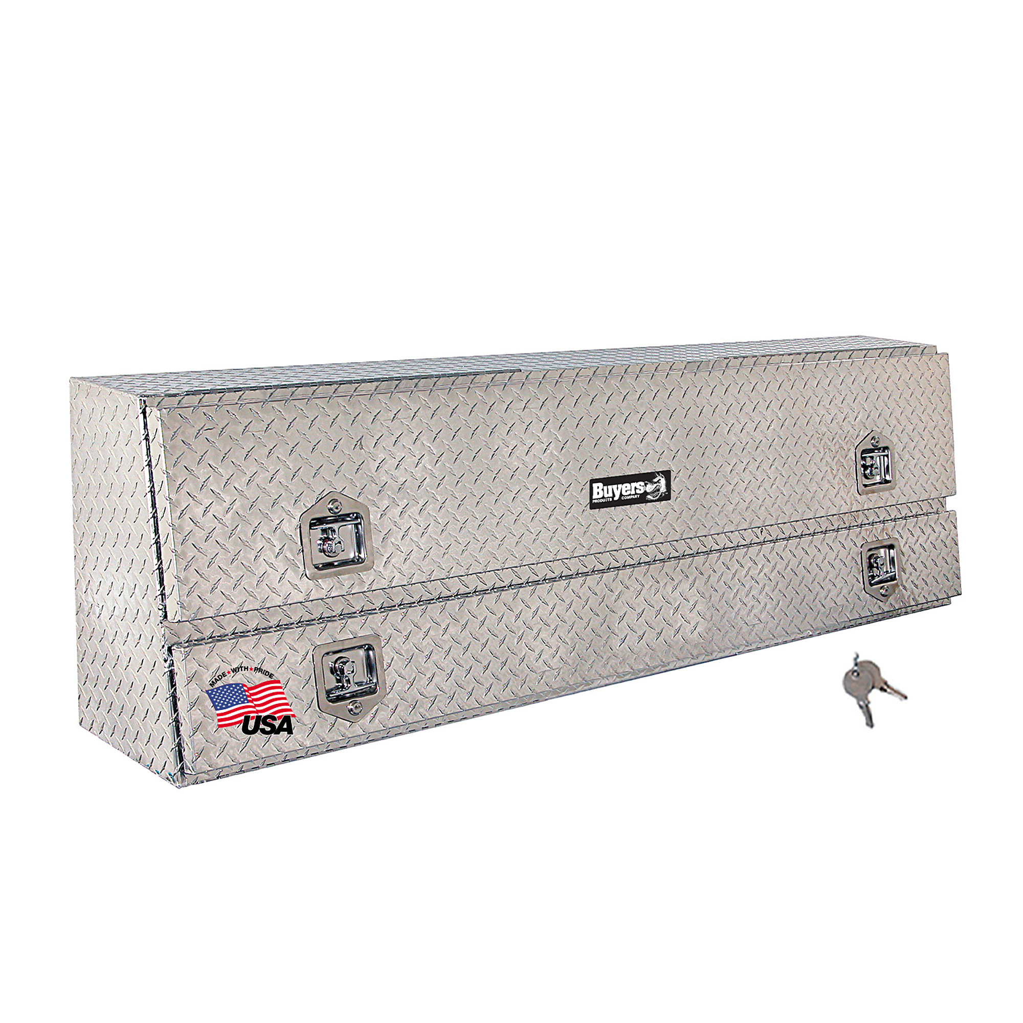 Buyers Products, 88x13x21 Truck Contractor Tool Topsider Job Box w Lower Door, Width 88 in, Material Aluminum, Color Finish Diamond Plate Silver, Model# 1705650